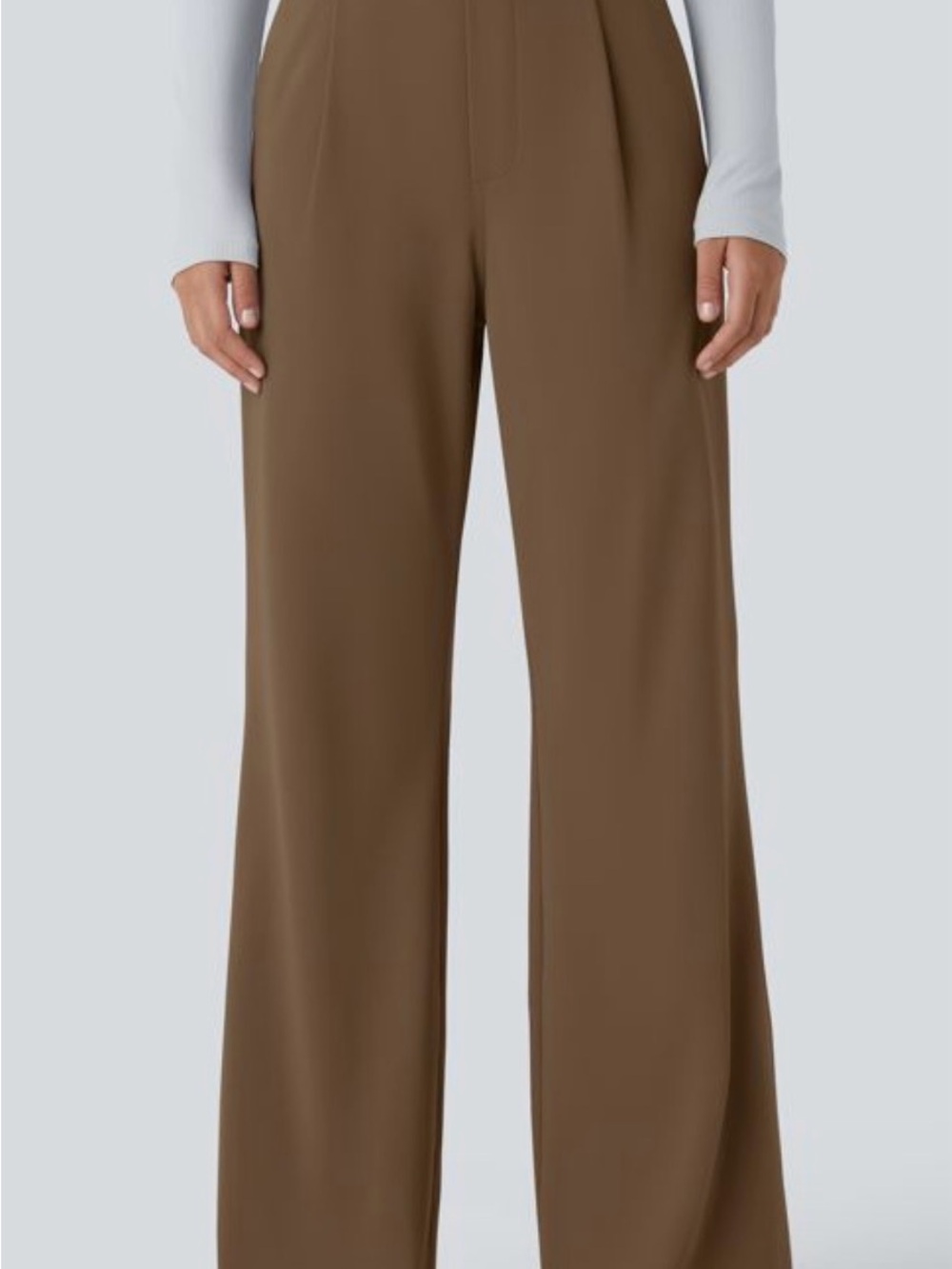 HALARA Brown Wide-Leg High-Waist Trousers